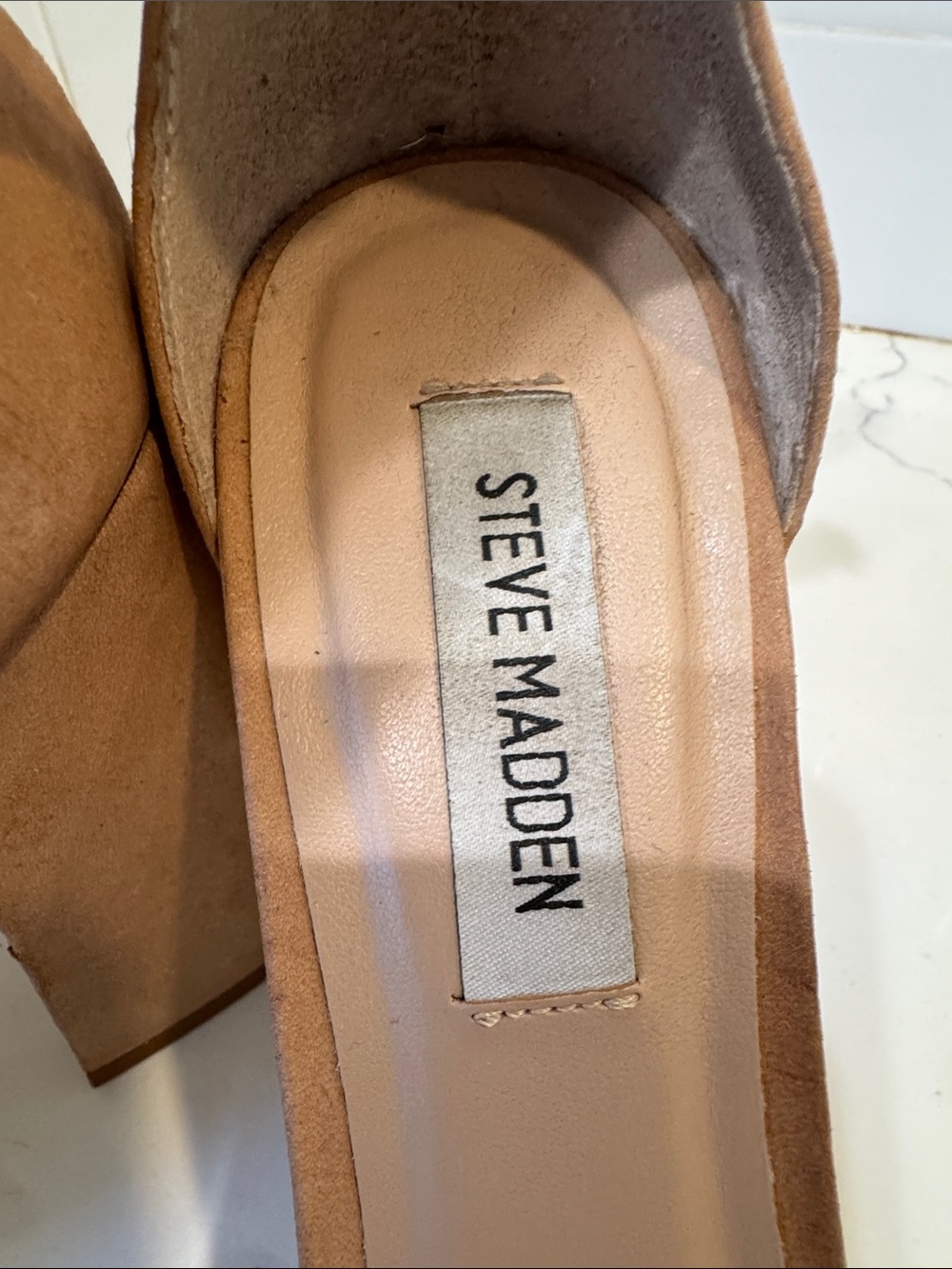Steve Madden Nude/Tan Block Heel Ankle-Strap Sandals - Picture 2 of 10